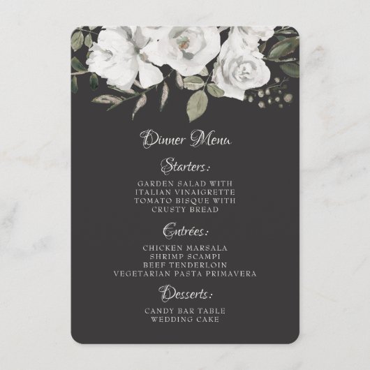  Cherish Wit Bloemen & Roos Goud Diner Menu (Voorkant)