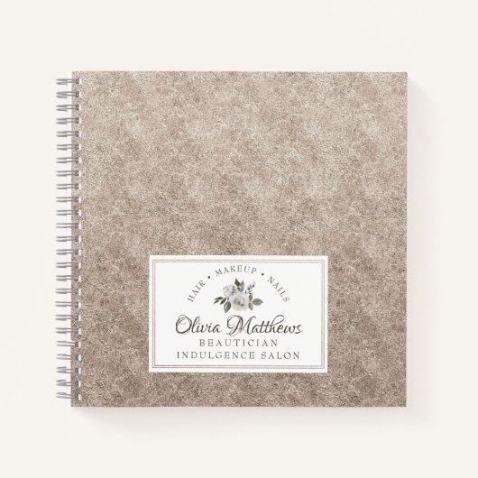  Cherish Wit Bloemen & Roos Goud Monogram Notitieboek (Voorkant)