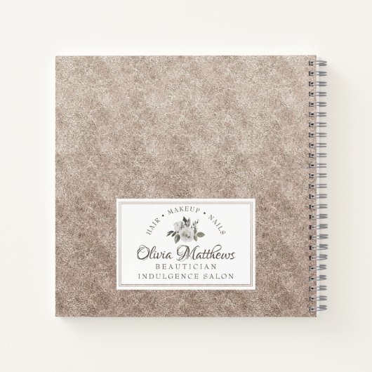  Cherish Wit Bloemen & Roos Goud Monogram Notitieboek (Achterkant)