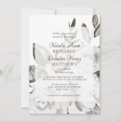  Cherish Wit Bloemen & Roos Ingelijste Bruiloft Kaart (Voorkant)