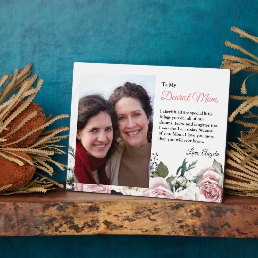 Cherish Words to Moederdag Elegant roze Roses Fotoplaat (Zijkant)