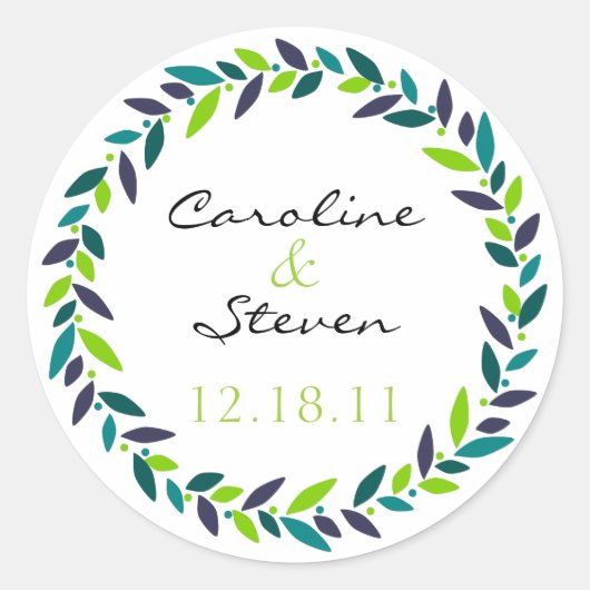 Cherish Wreath Trouwdatum Sticker (Voorkant)