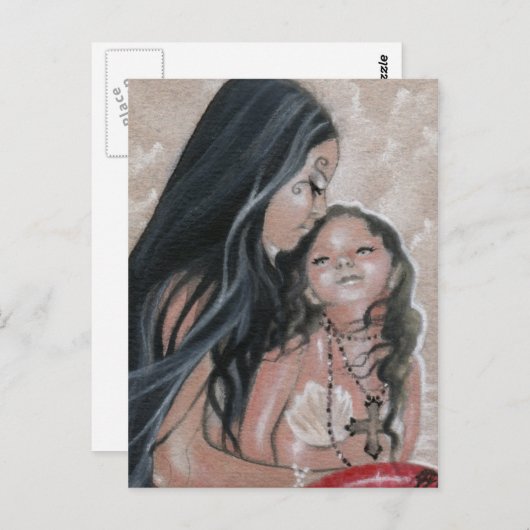 Cherish Zeemeermin en Kind Briefkaart (Voorkant / Achterkant)