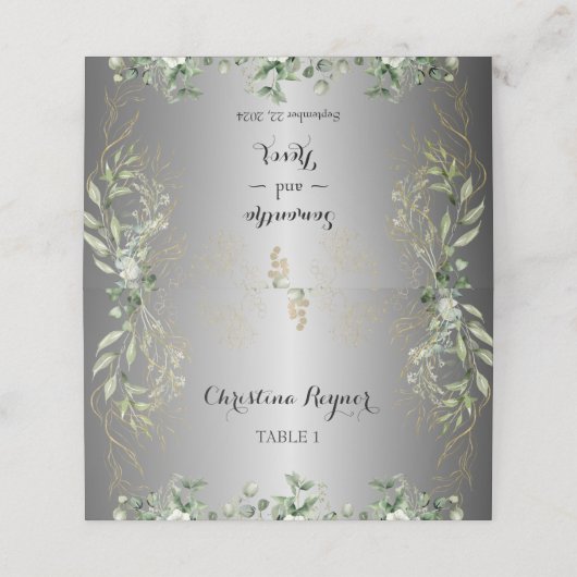 Cherished Blooms: zilveren accenten en vergulde ri Plaatskaartje (Buitenkant ongevouwen)