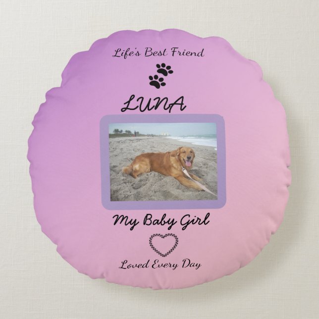 Cherished Companion Modern Pet Rond Kussen (Voorkant)