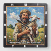 Cherished Lamb: Luke 15:6 Remind Vierkante Klok (Voorkant)