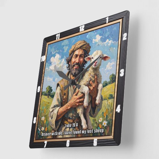 Cherished Lamb: Luke 15:6 Remind Vierkante Klok (Hoek)