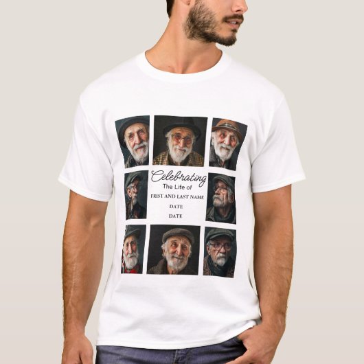 Cherished Memories: Memorial Photo Collage T-shirt (Voorkant)