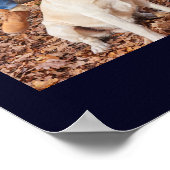 Cherished Navy Blue & Gold Simple Classic 4 Photos Poster (Hoek)