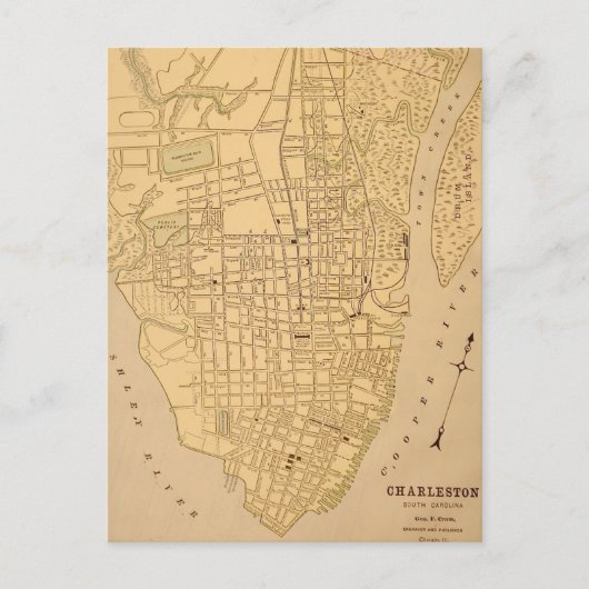 Cherleston SC Vintage Mapt Postcard Briefkaart (Voorkant)
