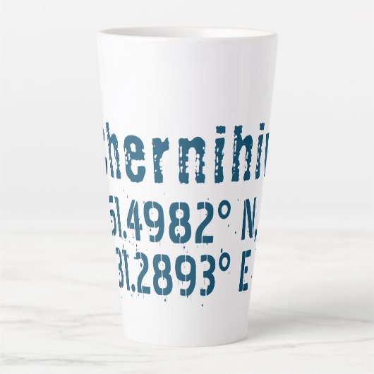 Chernihiv Ukraine Latitude & Lengtegraad in nood Latte Mok (Voorkant)