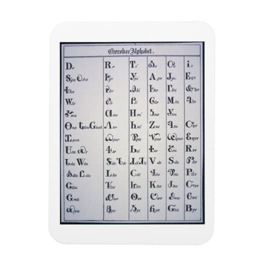 Cherokee Alphabet, ontwikkeld in 1821 (druk) Magneet (Verticaal)