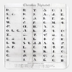 Cherokee Alphabet, Pendelton's 'lithografie' Vierkante Sticker