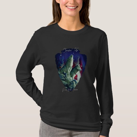 Cherokee American Indian Tribe Wolf Pride Howling T-shirt (Voorkant)
