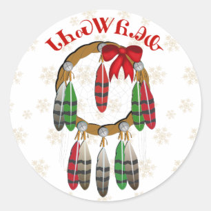 Cherokee Christmas Dream Catcher Ronde Sticker