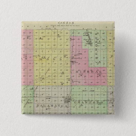 Cherokee County, Kansas Vierkante Button 5,1 Cm (Voorkant)