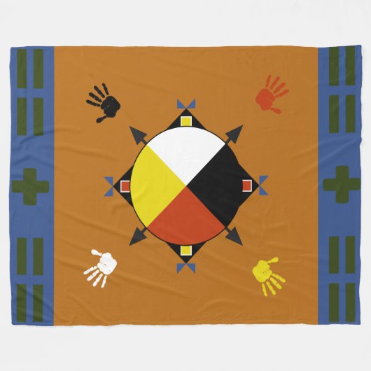 Cherokee four Direction Fleece Blanket (Voorkant (Horizontaal))