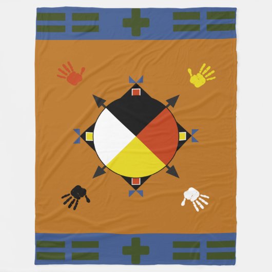 Cherokee four Direction Fleece Blanket Deken (Voorkant)