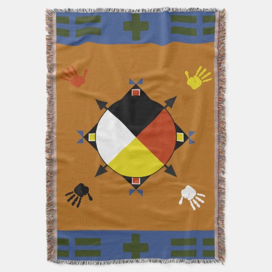 Cherokee four Direction Throw Blanket Deken (Voorkant Verticaal)