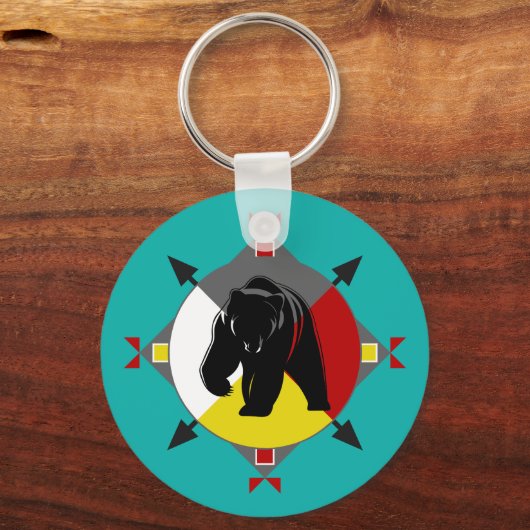 Cherokee Four Directions Beer Button Sleutelhanger (Voorkant)