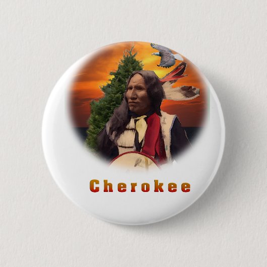 Cherokee Indian art Ronde Button 5,7 Cm (Voorkant)