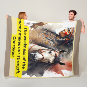 Cherokee Indian op Paarden met gezegde Fleece Deken