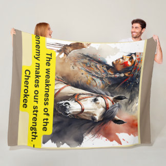 Cherokee Indian op Paarden met gezegde Fleece Deken