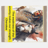 Cherokee Indian op Paarden met gezegde Fleece Deken (Voorkant (Horizontaal))