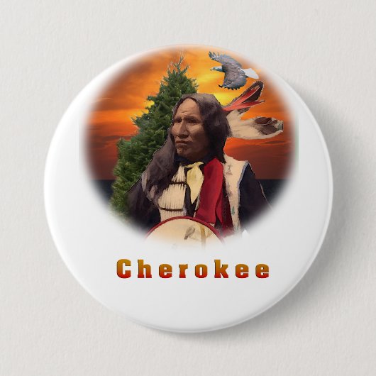 Cherokee Indian Ronde Button 7,6 Cm (Voorkant)