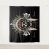 Cherokee Indian Tribal Skull Wandkleed (Voorkant)