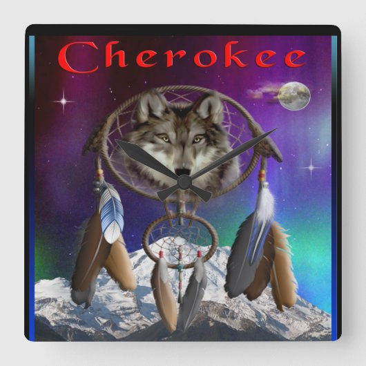 Cherokee Indian Vierkante Klok (Voorkant)