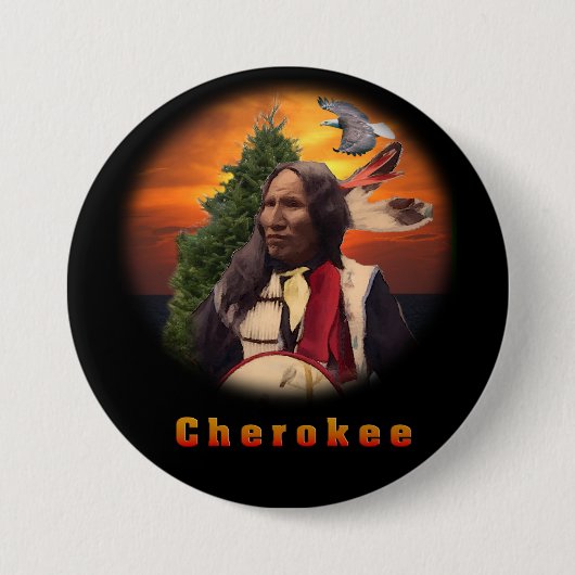 Cherokee Indianenproducten Ronde Button 7,6 Cm (Voorkant)