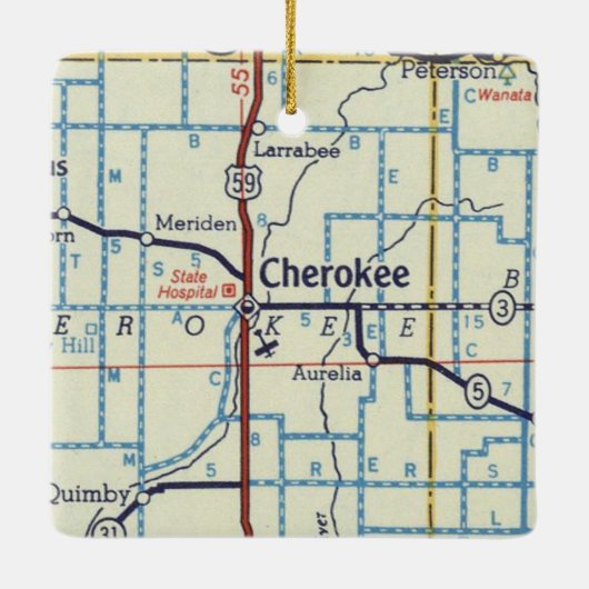 Cherokee Iowa kaart Keramisch Ornament (Achterkant)