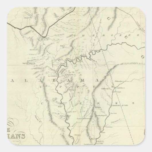 Cherokee Map Vierkante Sticker (Voorkant)