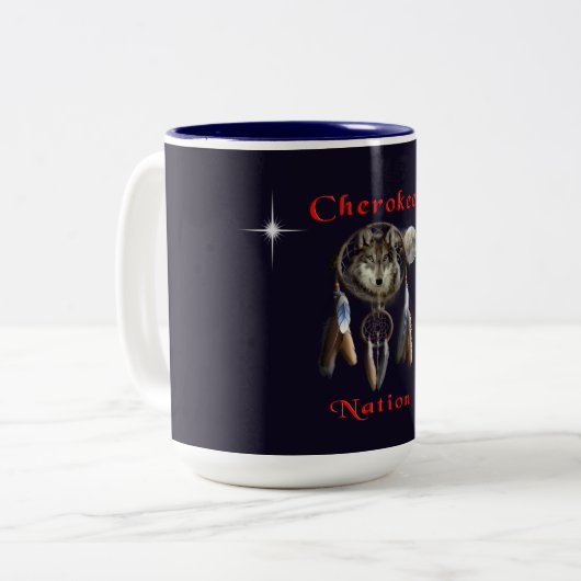 Cherokee natie tweekleurige koffiemok (Voorkant links)