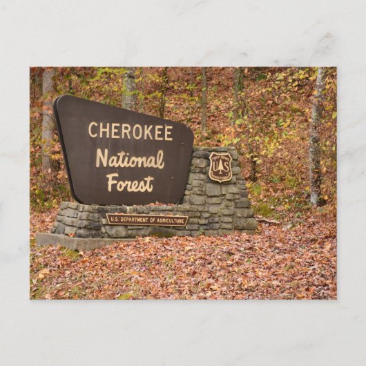 Cherokee National Forest sign in herfst in Tenness Briefkaart (Voorkant)