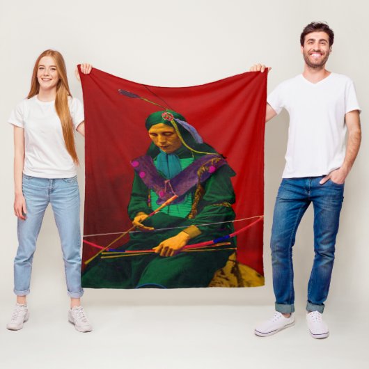 Cherokee Native American Pop Art Fleece Blanket (In situ)