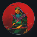 Cherokee Native American Pop Art Grote Klok<br><div class="desc">De Cherokee was een inheemse Amerikaanse stam die inheems was in het zuidwesten van de Verenigde Staten.</div>
