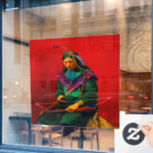 Cherokee Native American Pop Art Muur Sticker (Cafe Raam)