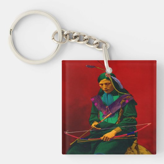 Cherokee Native American Pop Art Sleutelhanger (Voorkant)