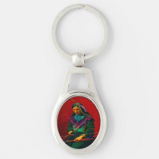 Cherokee Native American Pop Art Sleutelhanger (Voorkant)