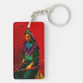Cherokee Native American Pop Art Sleutelhanger (achterkant)
