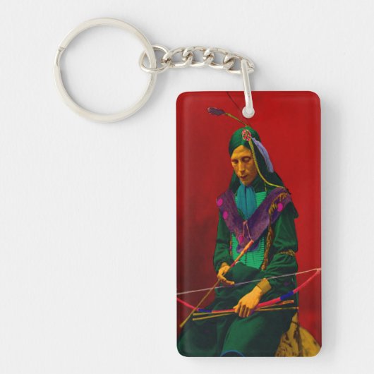 Cherokee Native American Pop Art Sleutelhanger (Voorkant)