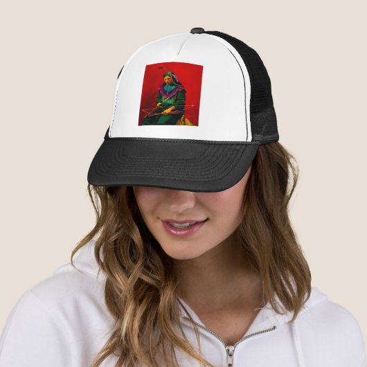 Cherokee Native American Pop Art Trucker Hat Pet (In situ)