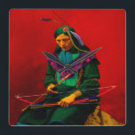 Cherokee Native American Pop Art Vierkante Klok<br><div class="desc">De Cherokee was een inheemse Amerikaanse stam die inheems was in het zuidwesten van de Verenigde Staten.</div>