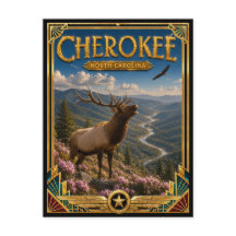 Cherokee North Carolina Vintage Art Deco Gouden