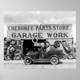 Cherokee Onderdelen Winkel, 1936. Oude foto Poster