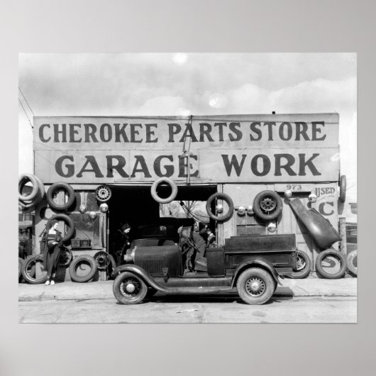 Cherokee Onderdelen Winkel, 1936. Oude foto Poster (Voorkant)