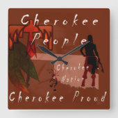 Cherokee People Vierkante Klok (Voorkant)