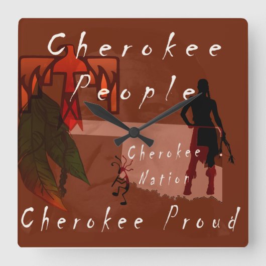Cherokee People Vierkante Klok (Voorkant)